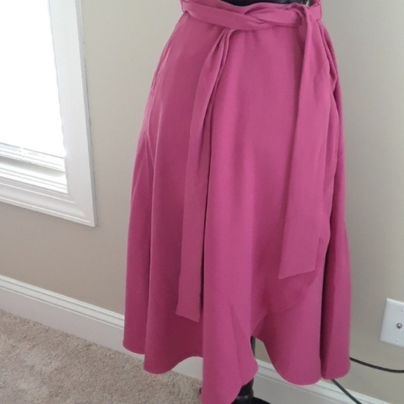 Ann Taylor Tie Waist Wrap Skirt - Wild Strawberry - Picture 5 of 8